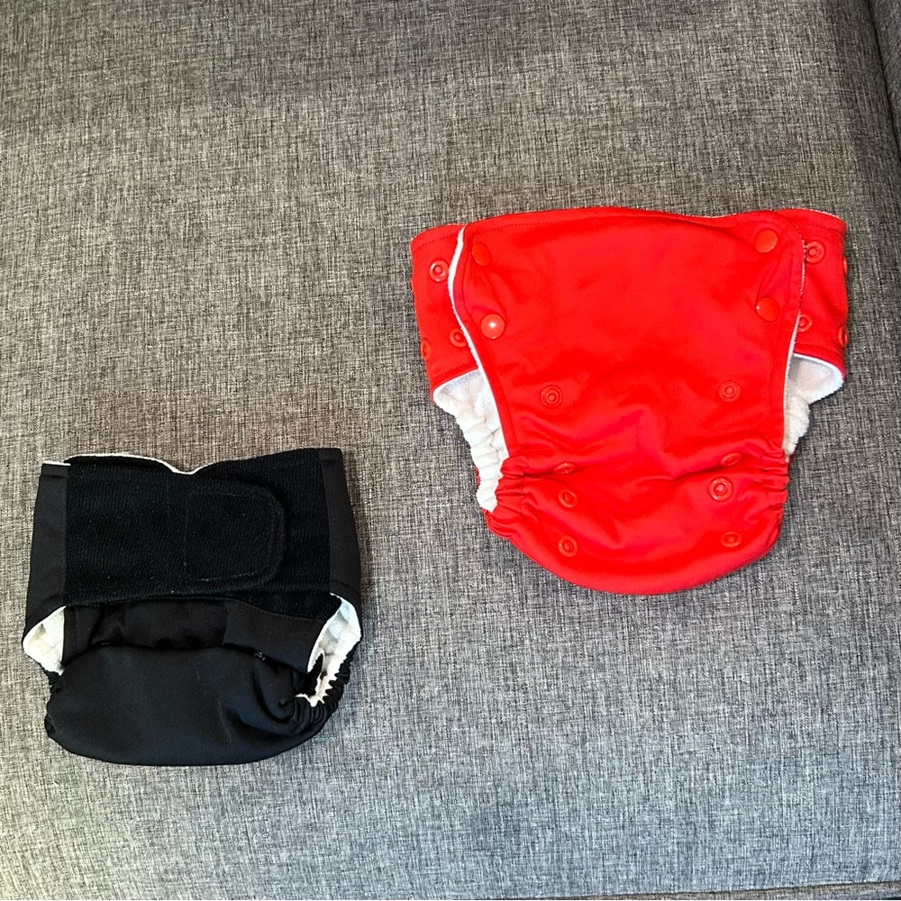 Baby Kicks Premium Pocket Cloth Diapers Velcro & Snap Closure Black Orange Red